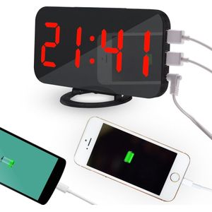 Digitale Led Despertador Snooze Display Tempo Noite Mesa De Led 2 Portas Carregador Usb Para Iphone Android Telefooncontactpersoon Alarme Espel