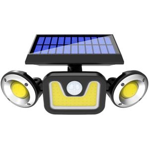 83LED Solar Wandlamp Motion Sensor Led Oplaadbare Licht Drie-Hoofd Draaibaar Buiten Waterdicht Straat Wandlamp
