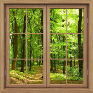 LEEDCAL - LD6252W - Muurstickers - Bruin - Venster Bos Venster Frame