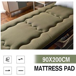 90Cm X 200Cm Legergroen Bed Katoen Kussen Matras Ultra Zachte Pad Cover Topper Extra Outdoor Kamp Pad slaapzaal Beddengoed
