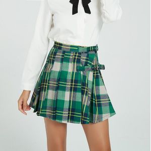 Groene All-Wedstrijd Hoge Taille Plooirok Orthodoxe College Stijl Student Uniform Rok Rooster Rok Korte Rok Korte rok Tennis