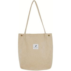 Vrouwen Corduroy Canvas Schoudertas Vrouwelijke Toevallige Handtas Effen Kleur Tassen Herbruikbare Opvouwbare Grote Winkelen Reizen Strandtas