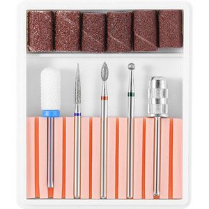 5Pcs Nagel Dode Huid Remover Keramische Slijpen Head Set Nail Boren Platte Kop Sander Manicure Gereedschap