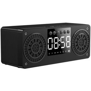 Bluetooth Draadloze Speaker Tf Houten Subwoofer Lcd Digitale Klok Nachtkastmodus Wekker Tafel Klok Decoratie Speaker Tf Fm
