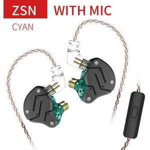 Kz Zsn Metalen Oor Oortelefoon Hybride Technologie 1BA + 1DD Hifi Bass Oordopjes In Ear Monitor Gaming Headset Sport Noise hoofdtelefoon