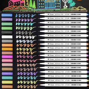 20 Diverse Kleur Metallic Marker Pennen, Glans Glitter Schilderij Pen Card Maken, Verjaardag Groet, diy Fotoalbum, Schroot Het Boeken