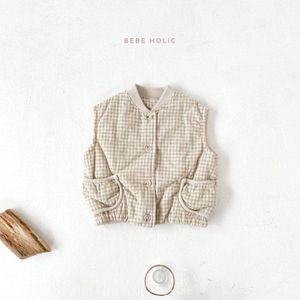 2022 Herfst Winter V-hals Vest Peuter Vest Baby Kids Warm Vest Jassen Baby Jongens Meisjes Solid Outwears Mouwloze