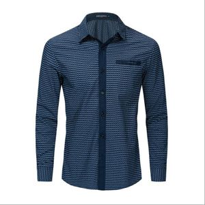 Mannen En Najaar Stijl Kleine-Driehoek Kleur-Matching Print Shirt Puur Katoen Casual Lange-mouwen