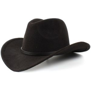 Wol vrouwen mannen Western Cowboyhoed Voor Gentleman Dame Winter Jazz Cowgirl Met Lederen Cloche Kerk Sombrero Caps