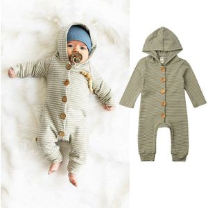 Pasgeboren Kind Baby Meisjes Gestreepte Hooded Romper Jumpsuit Playsuit Outfit Kleding