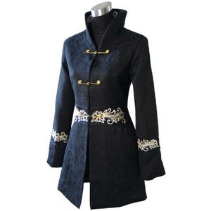 Zwarte Chinese Vrouwen Winter Katoenen Jas Lange Slanke Dikke Jas Knop Jas Vintage Tang Pak Top Maat SML XL XXL XXXL 2255