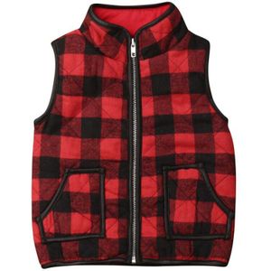 Mode Peuter Kinderen Baby Meisje Kleding Mouwloze Plaid Rits Jas Vest Jas Herfst Winter Uitloper Tops Outfits 1-6T