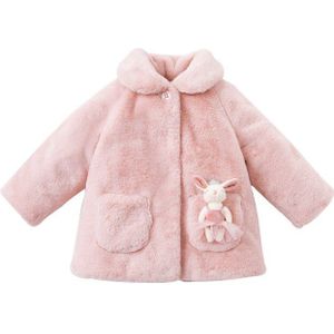 DBJ16014 Dave Bella Baby Meisjes Winter Katoenen Jas Kinderen Bovenkleding Pocket Witn Bunny Mode Roze Katoenen Jas