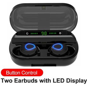 Draadloze Hoofdtelefoon Bluetooth 5.0 Tws Draadloze Bluetooth Koptelefoon Led Sport Waterdichte Oordopjes Met Microfoon Noise Cancelling Headset