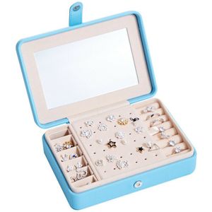 2 Lagen Sieraden Doos Sieraden Opbergdozen Organisator Pu Lederen Travel Case Oorbel Ring Ketting Opslag