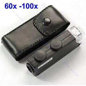 Mini Handheld 60x-100x Pocket Microscoop Magnifer Loep