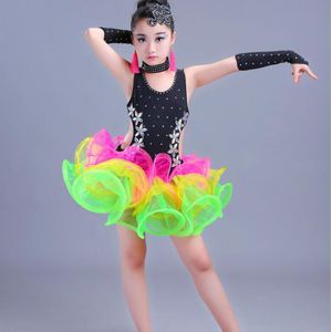 Kinderen Jazz Latin Dans Slijtage Kostuums Meisjes Lovertjes Ballroom Dansen Jurk Kinderen Prestaties Salsa Latin Dance Outfits