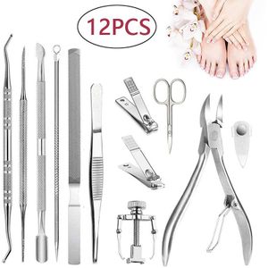 Professionele Pedicure Gereedschap Ingegroeide Teennagel Gereedschap Kit Nail Care Ingegroeide Teennagel Verwijdering Correctie Clippers Voetverzorging 12 Stks/set
