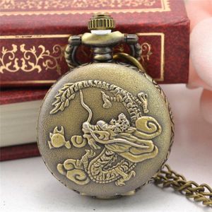 Stijl Horloge Retro Bronzen Pocket Watches Met Ketting Mannen Steampunk Hanger Ketting Zakhorloge Cadeau Voor Liefhebbers Willekeurige * E