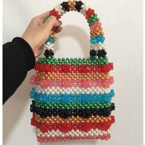 Handgemaakte Kralen Tas Crystal Strepen Emmer Multi Kleur Top-Handvat Tas Vintage Avond Tote Luxe Voor Vrouwen bag