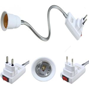 E27 Licht Lamp Houder Ac 110-220V 6A Flexibele Extension Converter Switch Adapter Socket Accessoires 20 Cm-50 Cm Eu/Us Plug