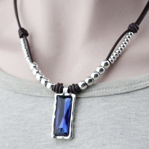 Anslow Mode-sieraden Retro Handgemaakte Diy Zilveren Kralen Lederen Kraag Choker Ketting Voor Vrouwen Lady Vriendschap LOW0082AN