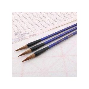 3 Pcs Wezel Haar Blauw en wit porselein brush Pen Set Bruin Borstel Pen