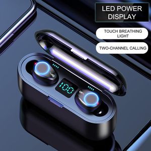 F9 TWS Ademhaling Licht Smart Touch 8D Stereo Draadloze Bluetooth Oortelefoon 5.0 LED Display Met Dual Microfoon 2000 MAh Opladen
