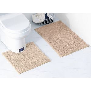 Badkamer 2 stks/set Badkamer Mat Set Embossing Flanel Vloer Tapijten Kussen Toilet Seat Cover Badmat voor Home Decoratie