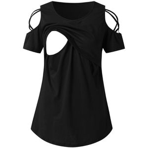 Vrouwen Casual Korte Mouwen Gladiatorschoen Koude Schouder T-shirts Verpleging Top Borstvoeding Kleding Zwangerschap T-shirt Ropa Embarazada