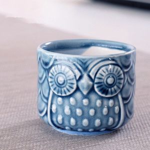 Keramische Uil Vorm Bloempotten Cartoon Dieren Plant Pot Succulenten Pot Accessoires Keramische Planter Desktop Decoratie