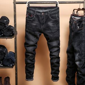 Mannen Zwarte Skinny Jeans Lente Herfst Solid Slim Denim Jeans Shorts Cowboy Broek Mannen Katoen Elastische Korte Jeans