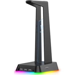 Onikuma Rgb Gaming Hoofdtelefoon Stand Computer Headset Desktop Display Houder Lichtgevende Logo Met 3 Usb En 3.5Mm Aux Poorten