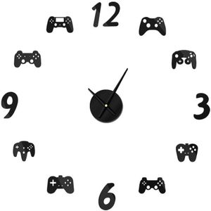 Gamepad Diy Grote Wandklok Horloge Moderne Video Game Controllers 3d Diy Acryl Spiegel Quartz Naald Horloge