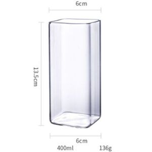 Hittebestendige Vierkante Glas Huishouden Hoge Borosilicate Water Cup Grote Ontbijt Sap Melk Kopje Koffie Cup 400Ml