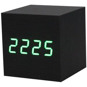 Akoestische Controle Alarm Hout Kubus Klok Led Kalender Creatieve Display Slaapkamer Student Tafel Horloge