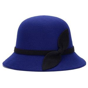 SUOGRY Vintage Fall Winter Fedora hoed voor Vrouwen Dome Cloche vilt top hat voor meisje floppy homburg vrouwelijke strik Bowler cap