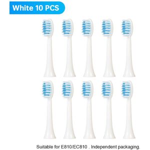 10 Pcs Opzetborstels Voor E819 E810 EC810 Ultrasone Elektrische Tandenborstel Zachte Haren Nozzles Met Verzegelde Verpakking