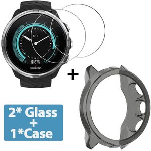 2 + 1 Protector Case + Screen Protector Voor Suunto 9 Smart Watch Soft Tpu Beschermhoes Shell Gehard Glas Film