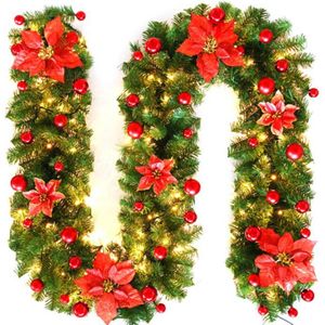 270Cm Kerst Guirlande Groene Kerst Rotan Met Bogen Led Verlichting Xmas Decoratie Levert Jaar Kerst Decoratie
