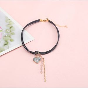 Stijl Knoop Suede Hart Ketting Choker Prachtige Handgemaakte Ornament