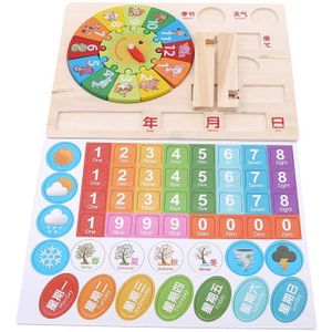Houten Digitale Klok Baby Educatief Speelgoed Kids Cognitie 12 Nummers Geometrie Hout Puzzel Animal Leren Weten Tijd Kalender Klok
