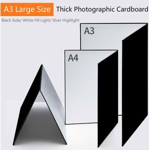 A3 A4 Camera Fotografie Accessoire Inklapbare Kartonnen Wit Zwart Zilver Reflector Licht Absorberen Dikke Reflecterende Papier