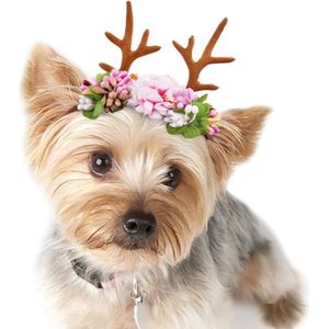 Kerstversiering Gewei Hoofdband Huisdier Hoofdtooi Bloemen Huisdieren Haarband Hoed Xmas Festival Nieuwjaar Voor Kat Hond