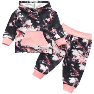 Mode Baby Meisjes Jongens Tie Dye Kleding Set Lange Mouw Tops Hoodie Broek Patchwork 2 Stuks Lente Herfst Kleding Outfits