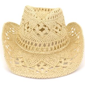 ZLD lente en zomer outdoor mannen en vrouwen paar hoed reizen zonneklep western cowboy strohoed hand- geweven strooien hoed