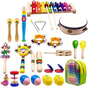 -Kids Muziekinstrumenten, 15 Soorten 23Pcs Hout Percussie Xylofoon Speelgoed Voor Jongens En Meisjes Voorschoolse Onderwijs Met Storag