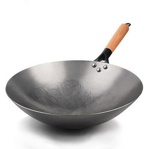 Konco Handgemaakte Wok Smokless Kookgerei Ongecoat Ijzeren Pot Koekenpan Non-stick Chinese Gietijzeren Wok keuken Pot koekenpan