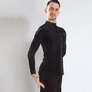 Man Latin Dance Jurk Lange Mouw Latin Dance Tops Voor Man Ballroom Samba Tango Chacha Dancing Performamnce BY290