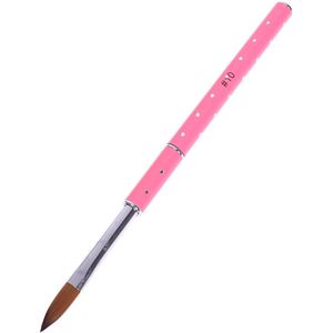 Roze Draagbare Lightweigt Slim Nail Art Acryl Borstel Metalen Handvat Met Diamond Kolinsky Magic Hair Potlood Voor Diy Nail Art